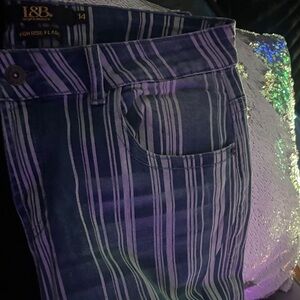 L&B High Rise Flare Jeans in White Stripes